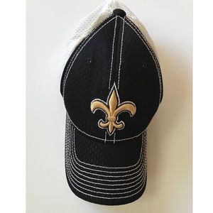 Reebok Onfield NFL New Orleans Saints Black, Gold & White Fitted Hat One Size